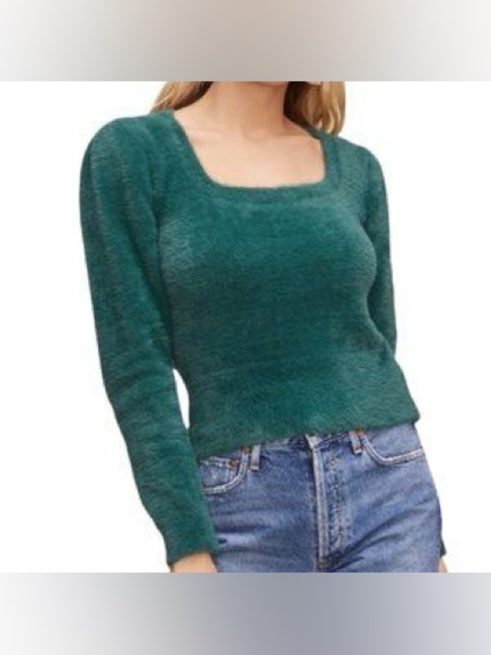 ASTR The Label square neck cropped fuzzy sweater